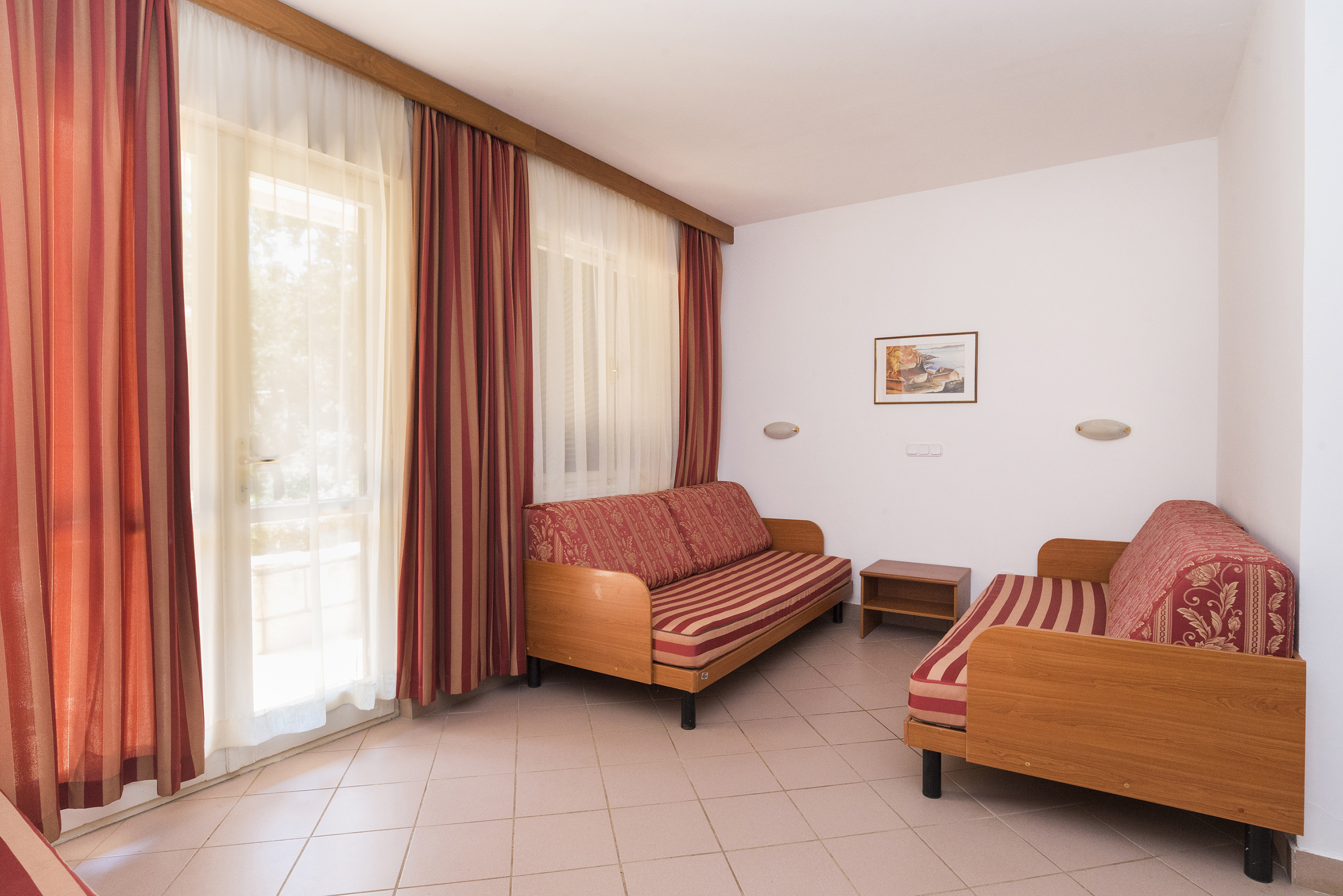 a room with a couch and a table