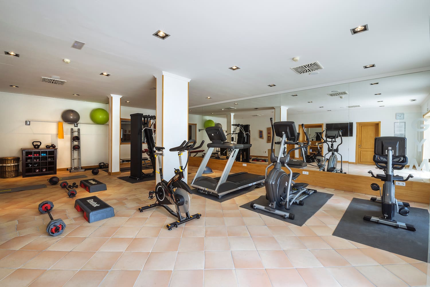 a room with exercise equipment