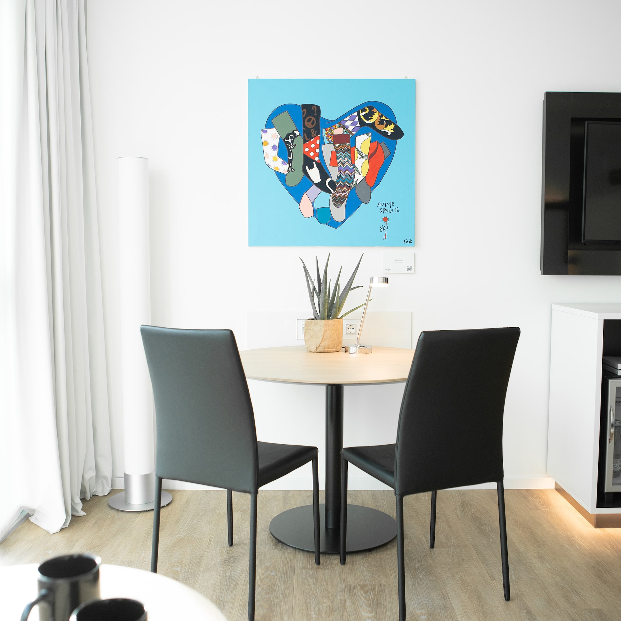 a table and chairs in a room