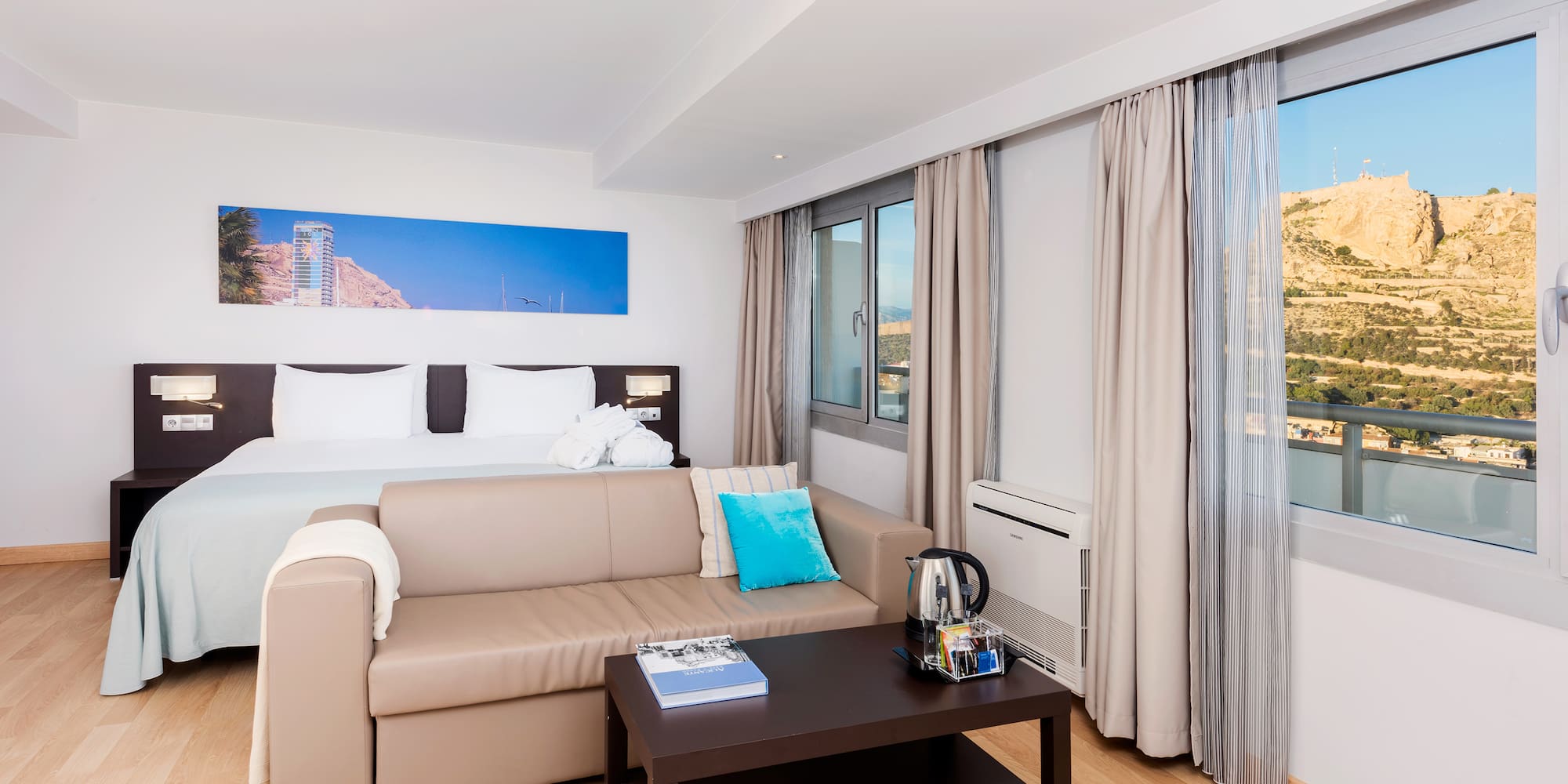 a room with a couch and coffee table