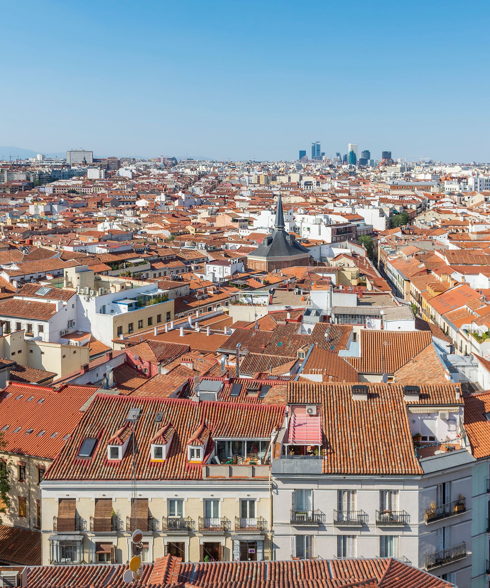 a city with many red roofs