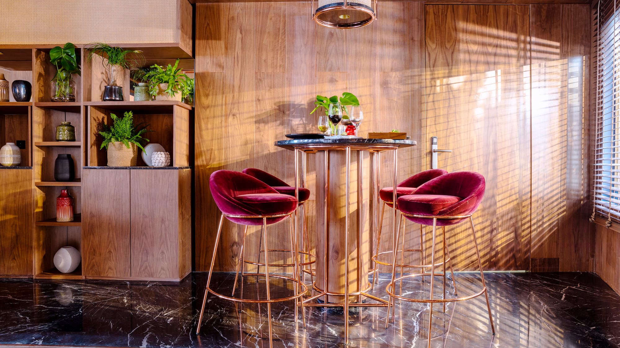 a table with chairs around it