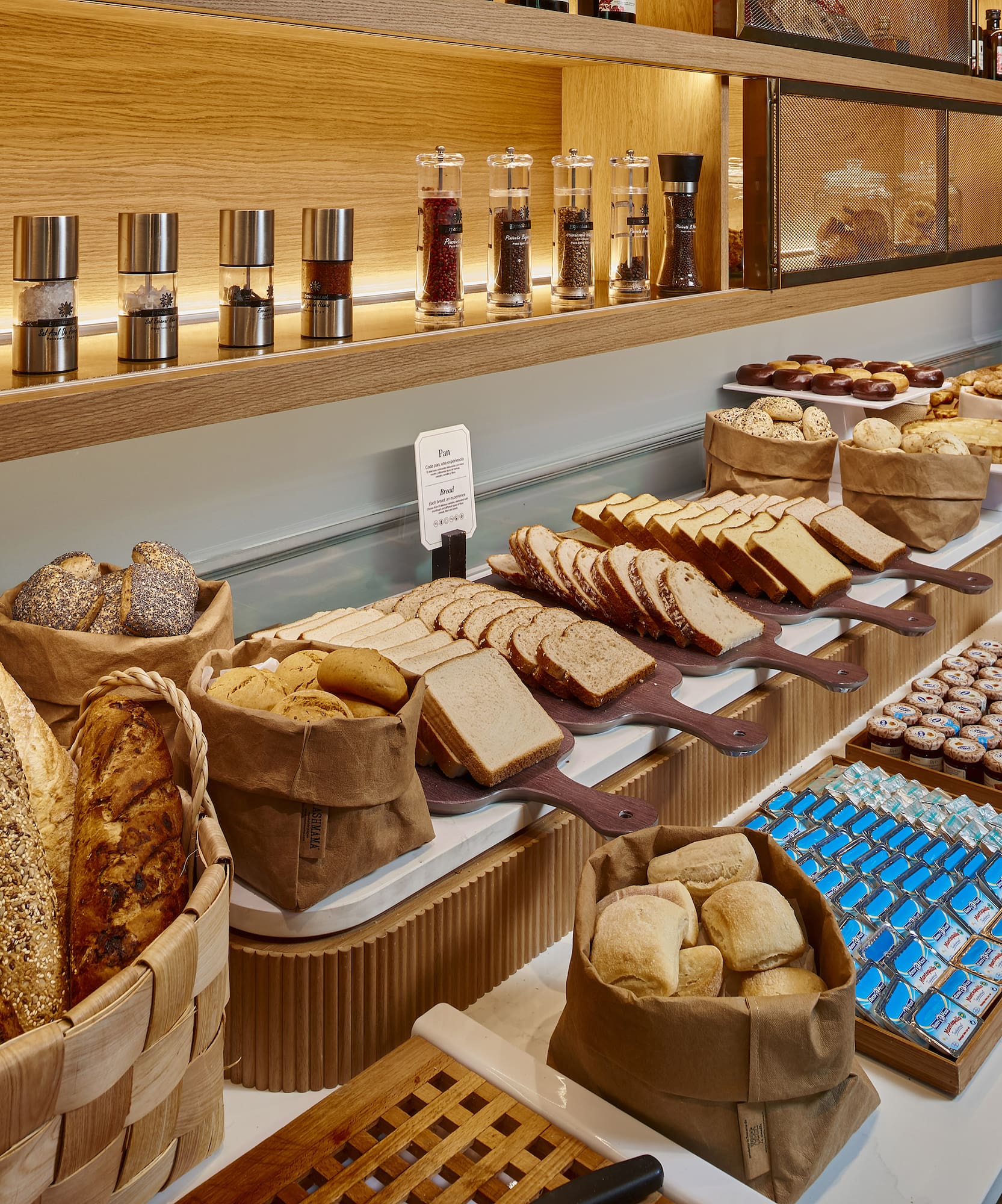 a display of bread and pastries