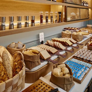 a display of bread and pastries