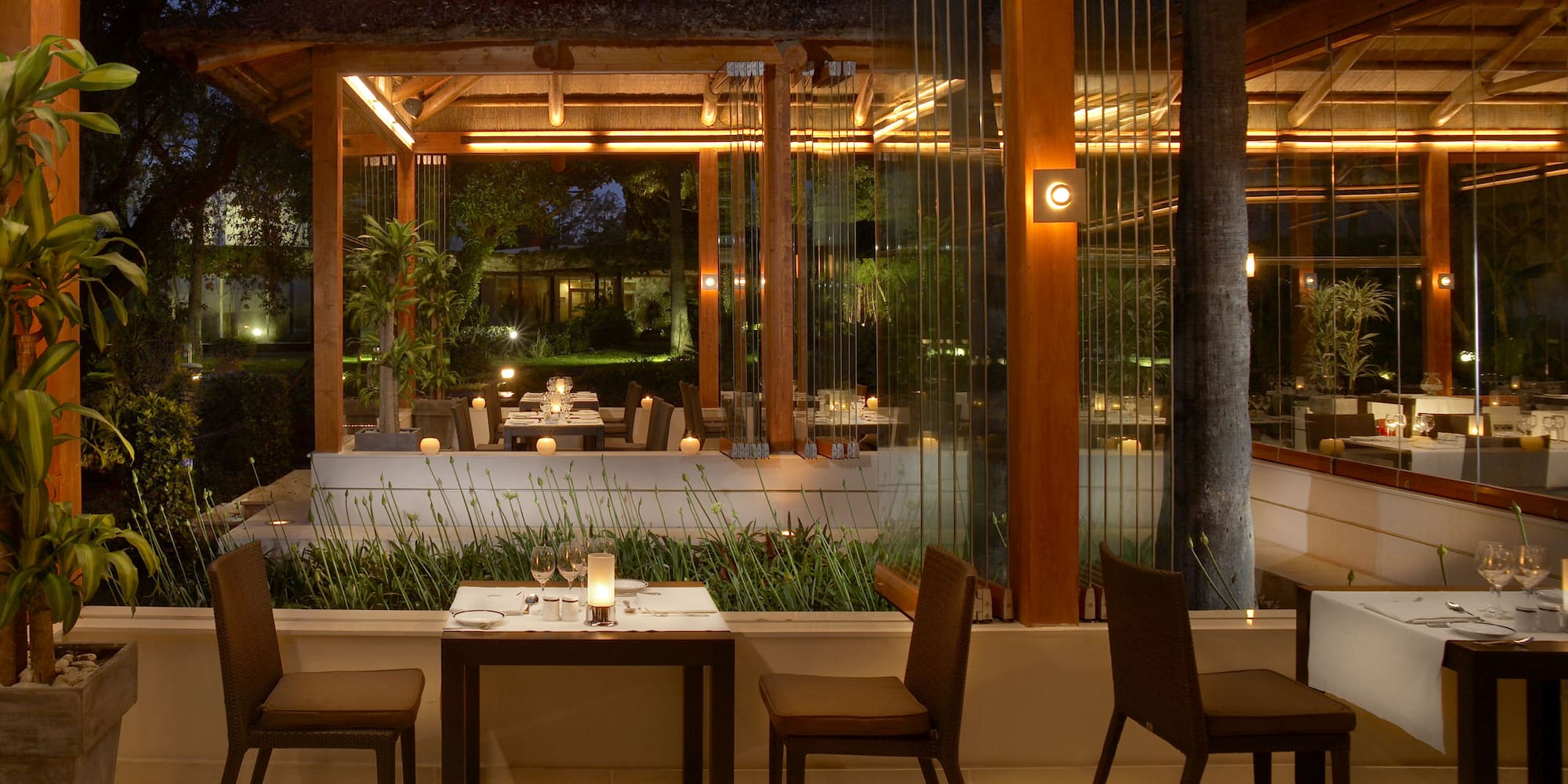 a table and chairs outside a restaurant