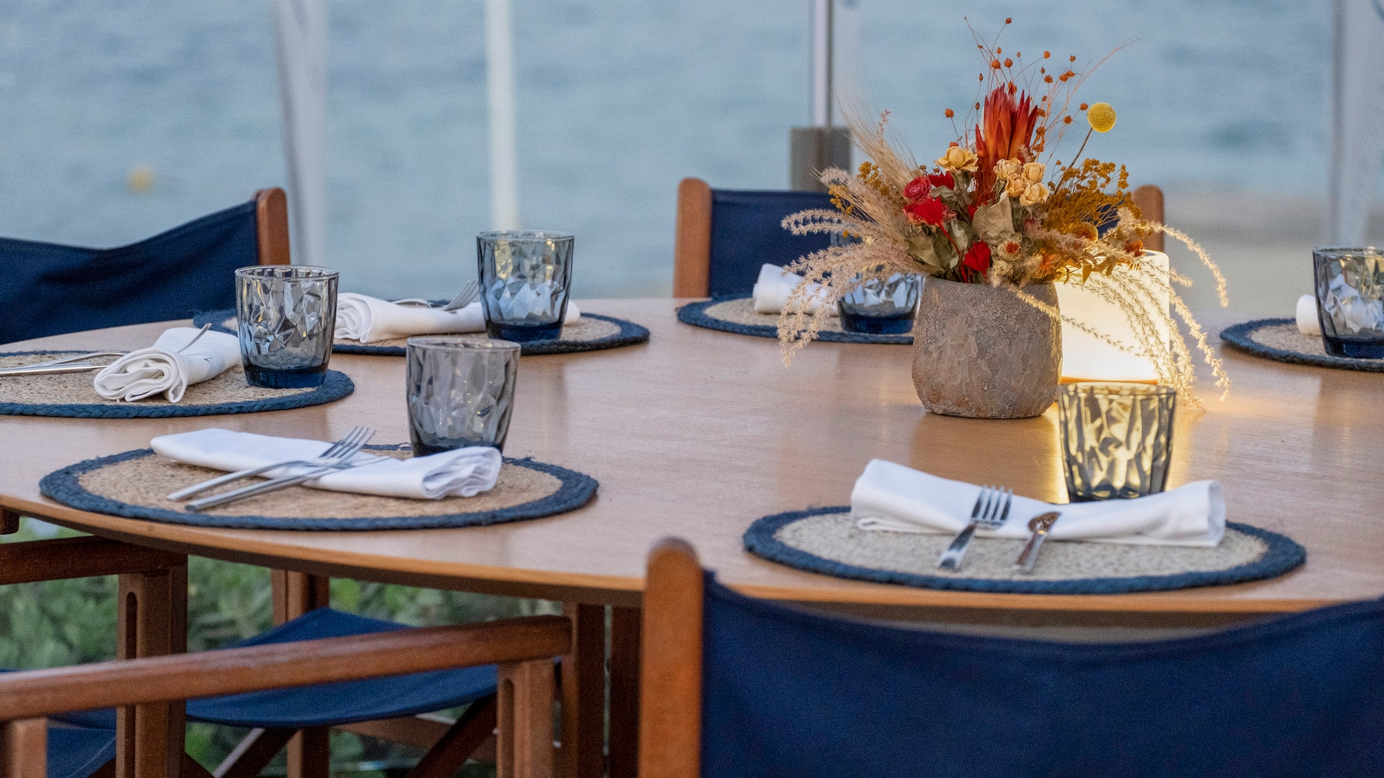 a table set for a dinner