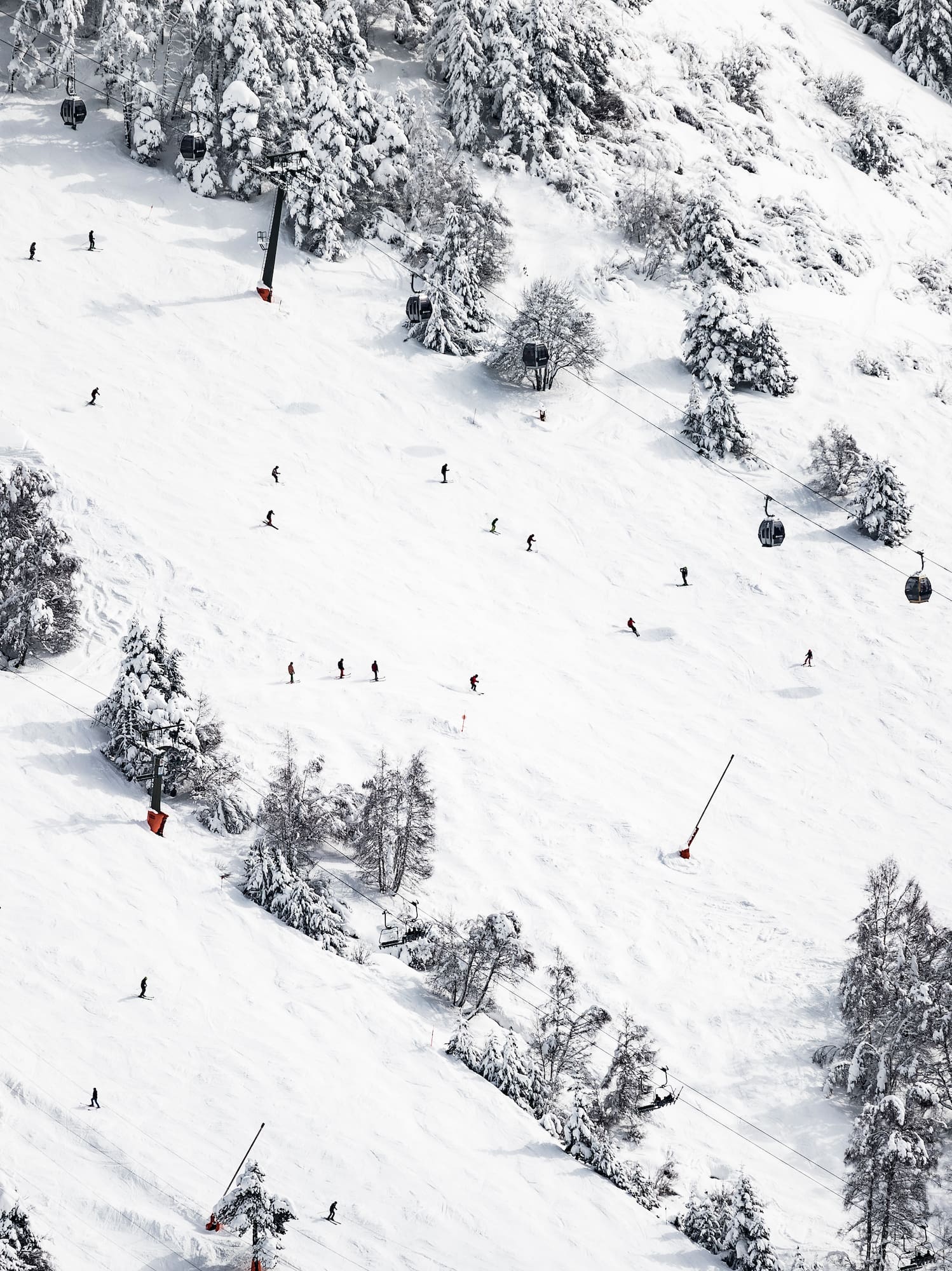 a group of people skiing on a snowy mountain