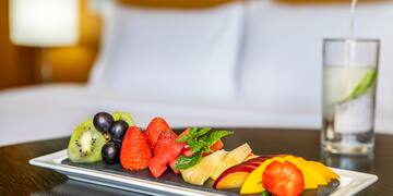 a plate of fruit on a table