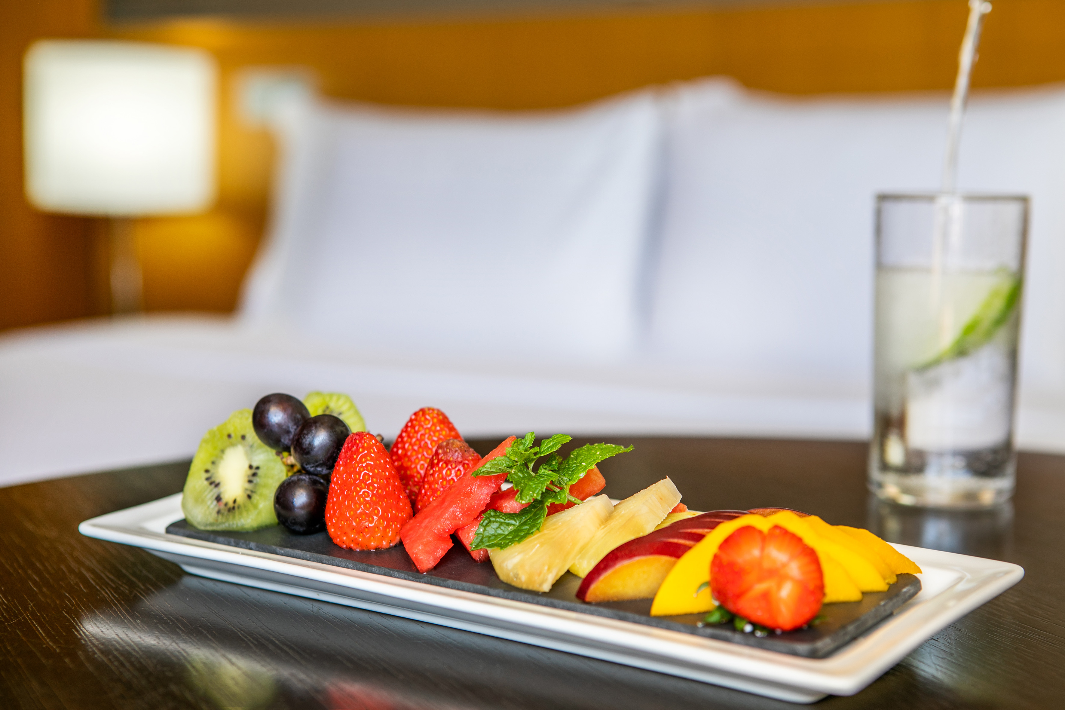 a plate of fruit on a table