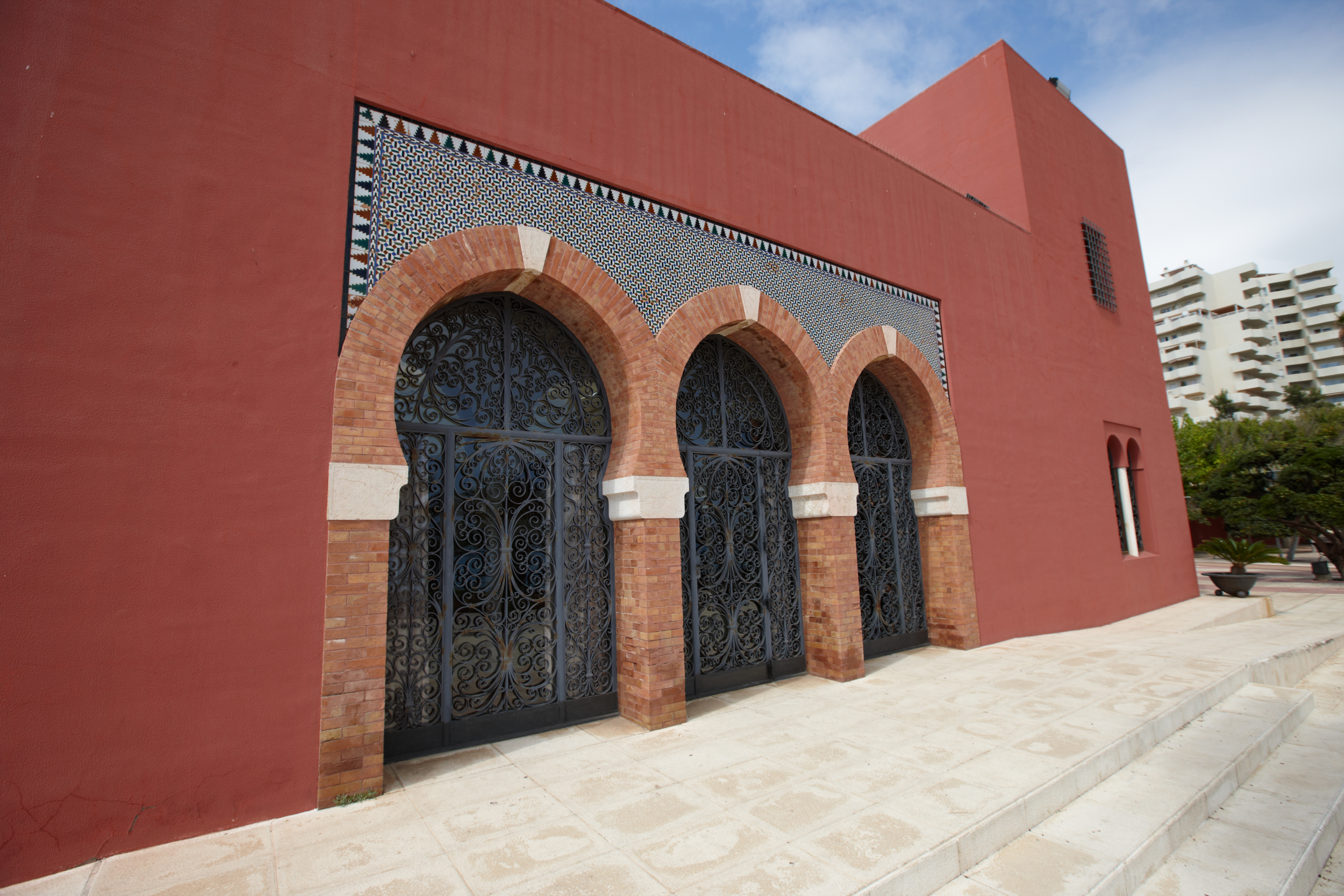 a building with arched doors