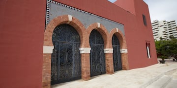a building with arched doors