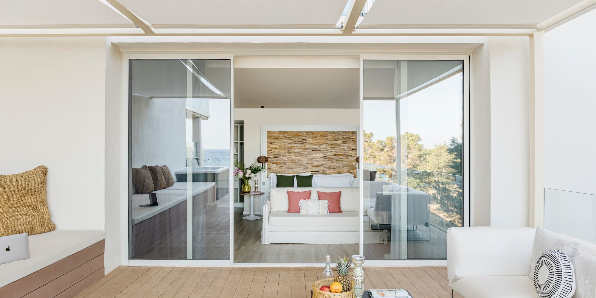 a room with a couch and a table