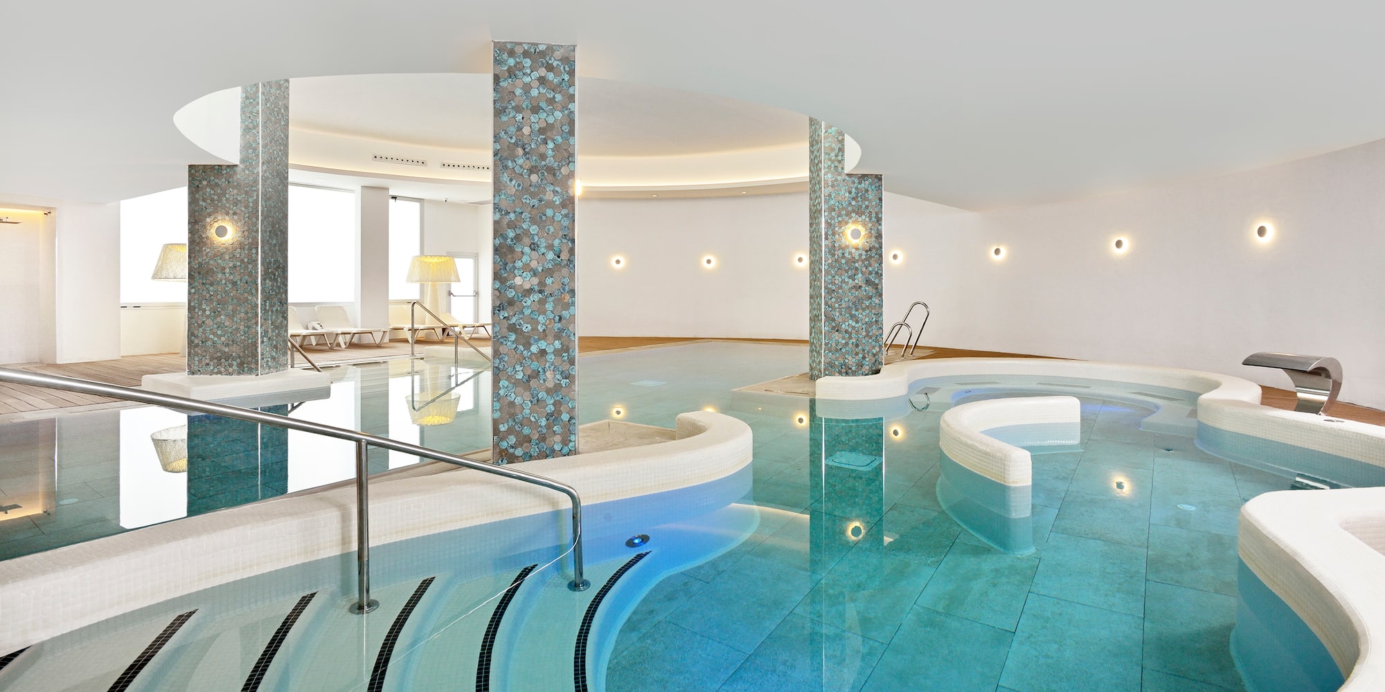 a pool with a curved edge