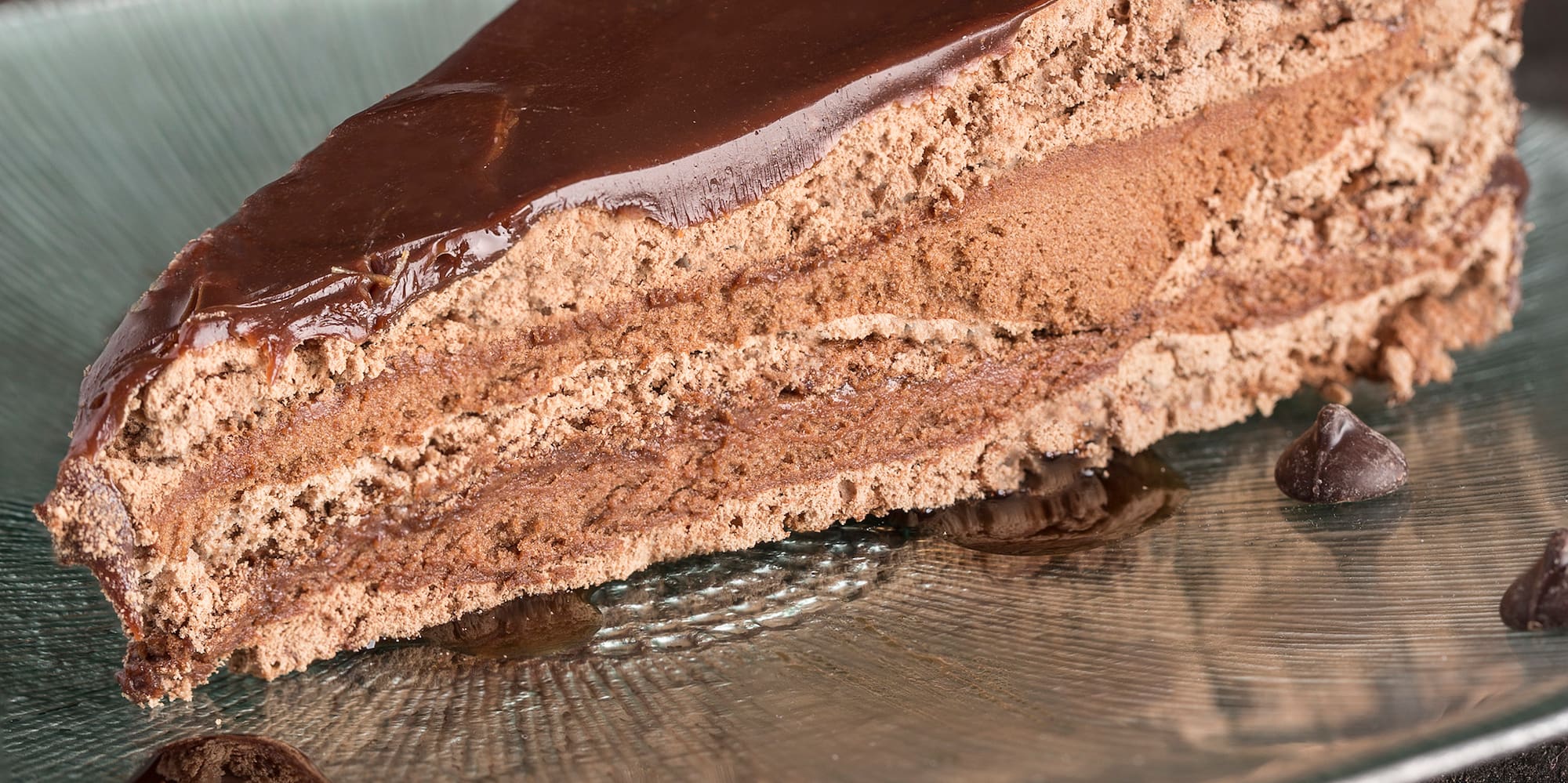 a piece of chocolate cake on a plate