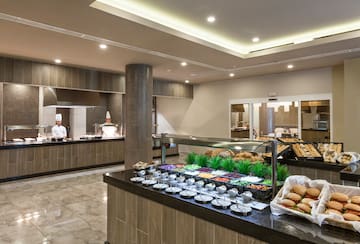 a buffet in a restaurant