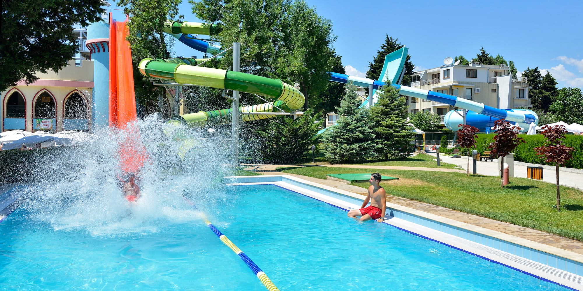 a man in a swimming pool