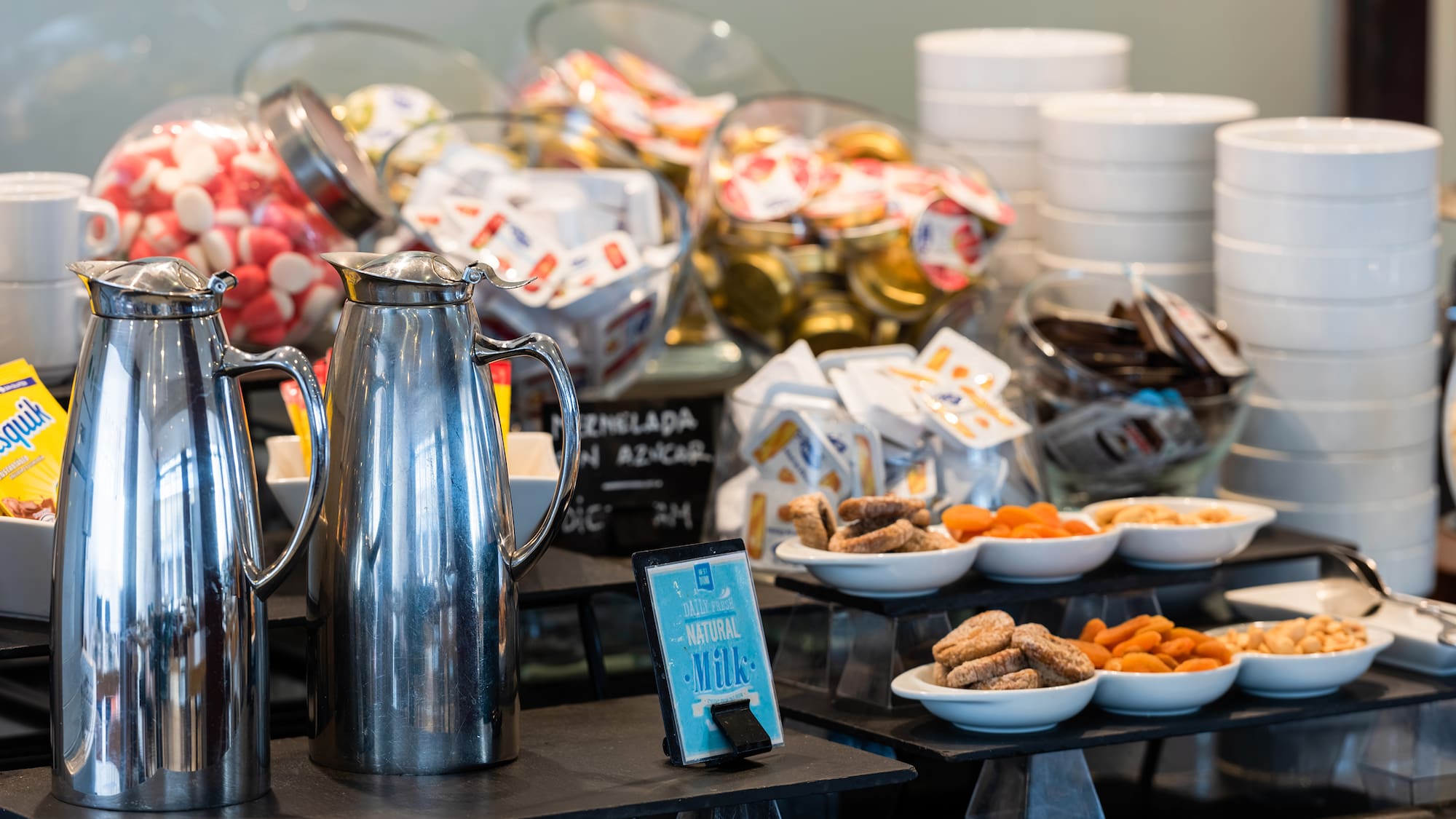 a display of food on a counter