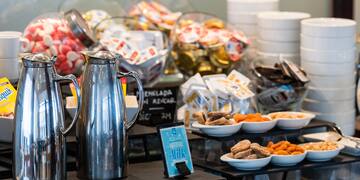 a display of food on a counter