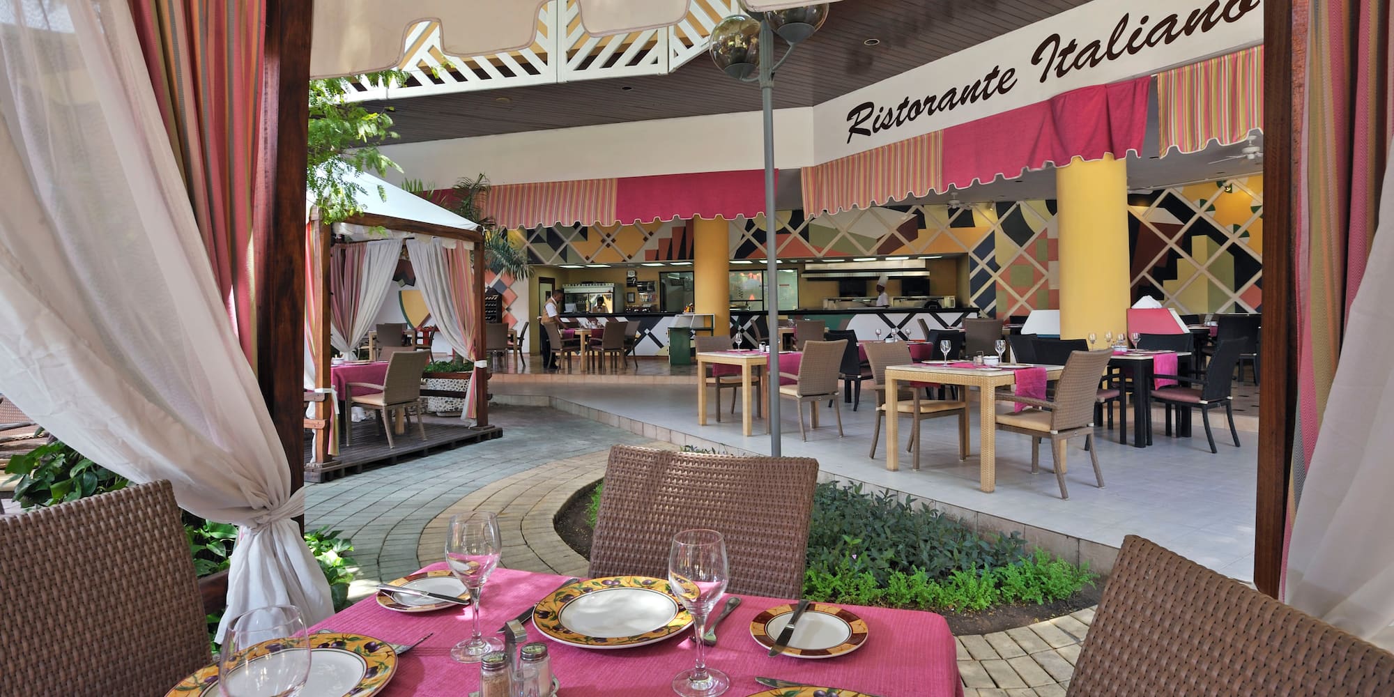 a table set for a meal outside