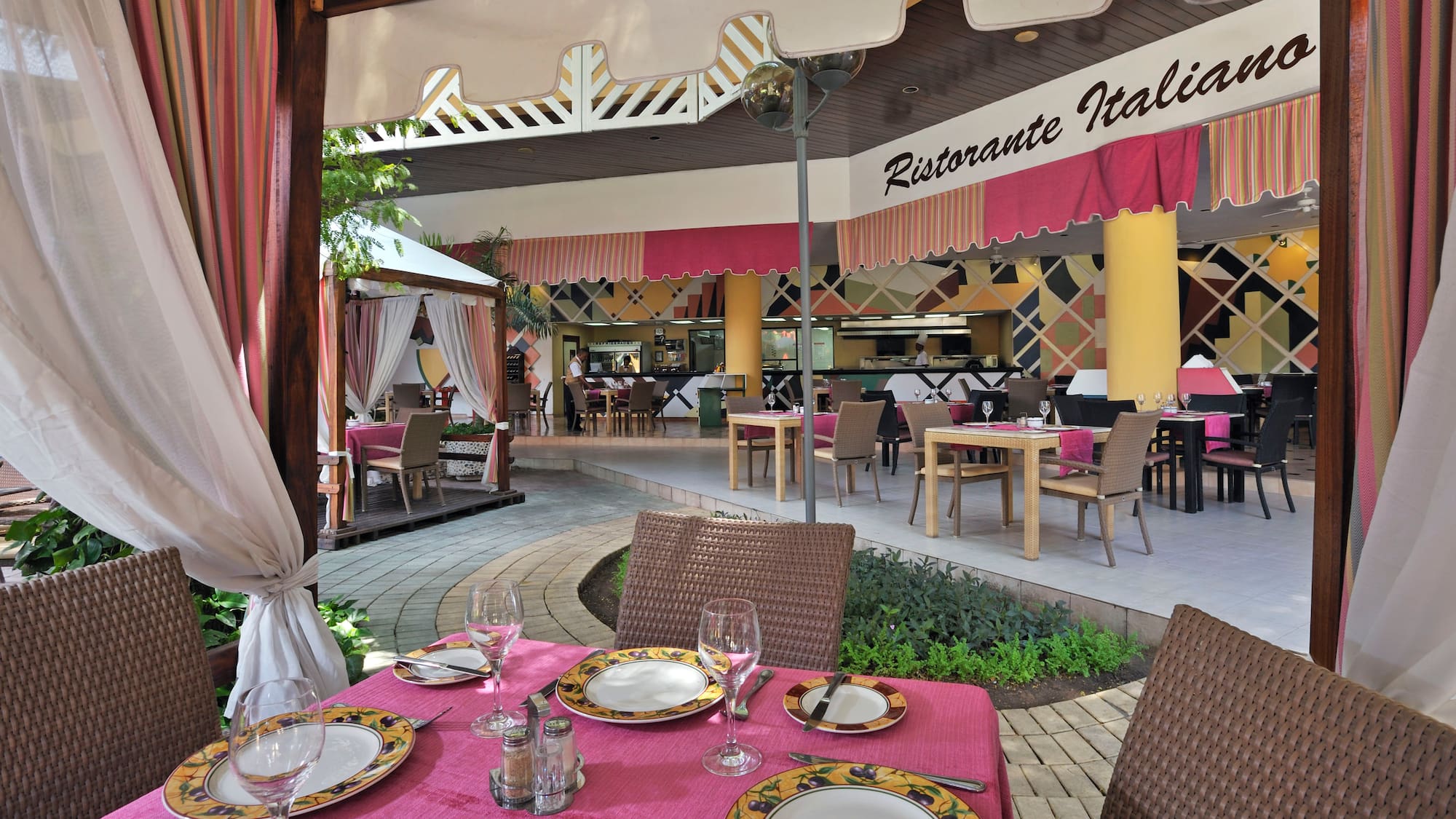 a table set for a meal outside