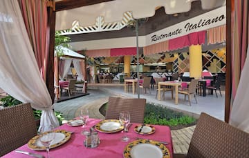 a table set for a meal outside