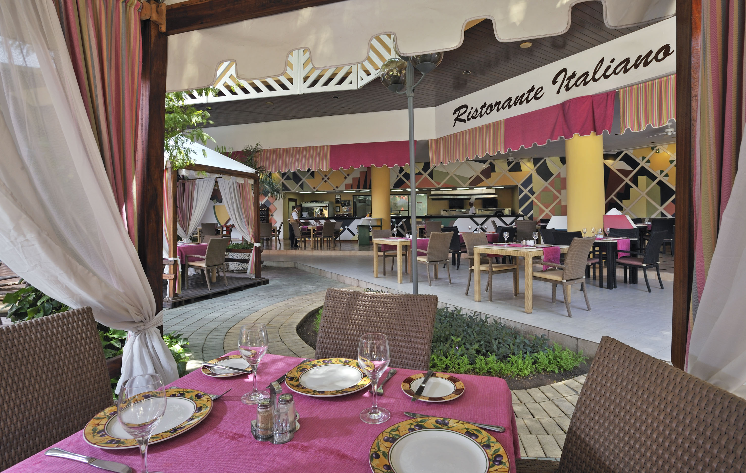 a table set for a meal outside