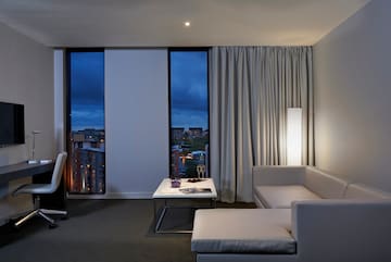 a room with a couch and a table