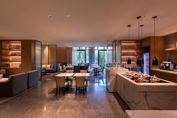 a room with tables and chairs