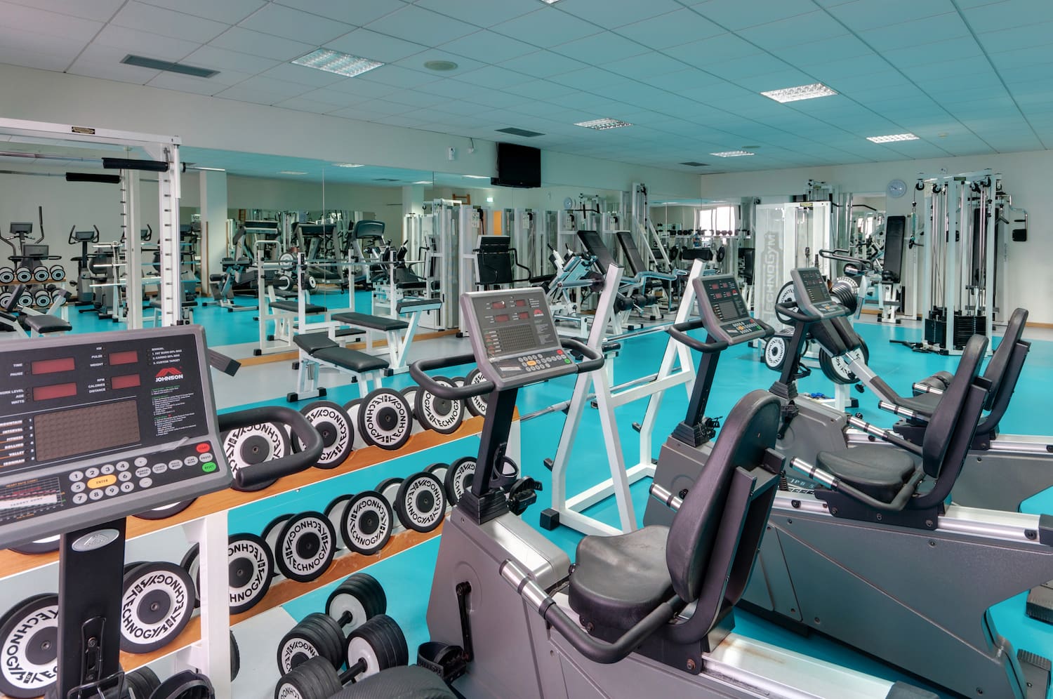 a room with exercise equipment