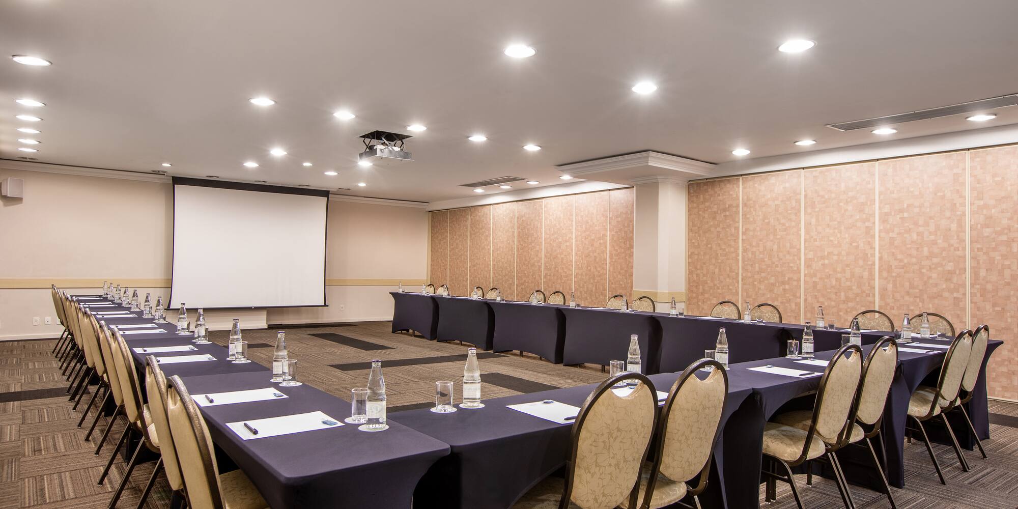 a room with tables and chairs