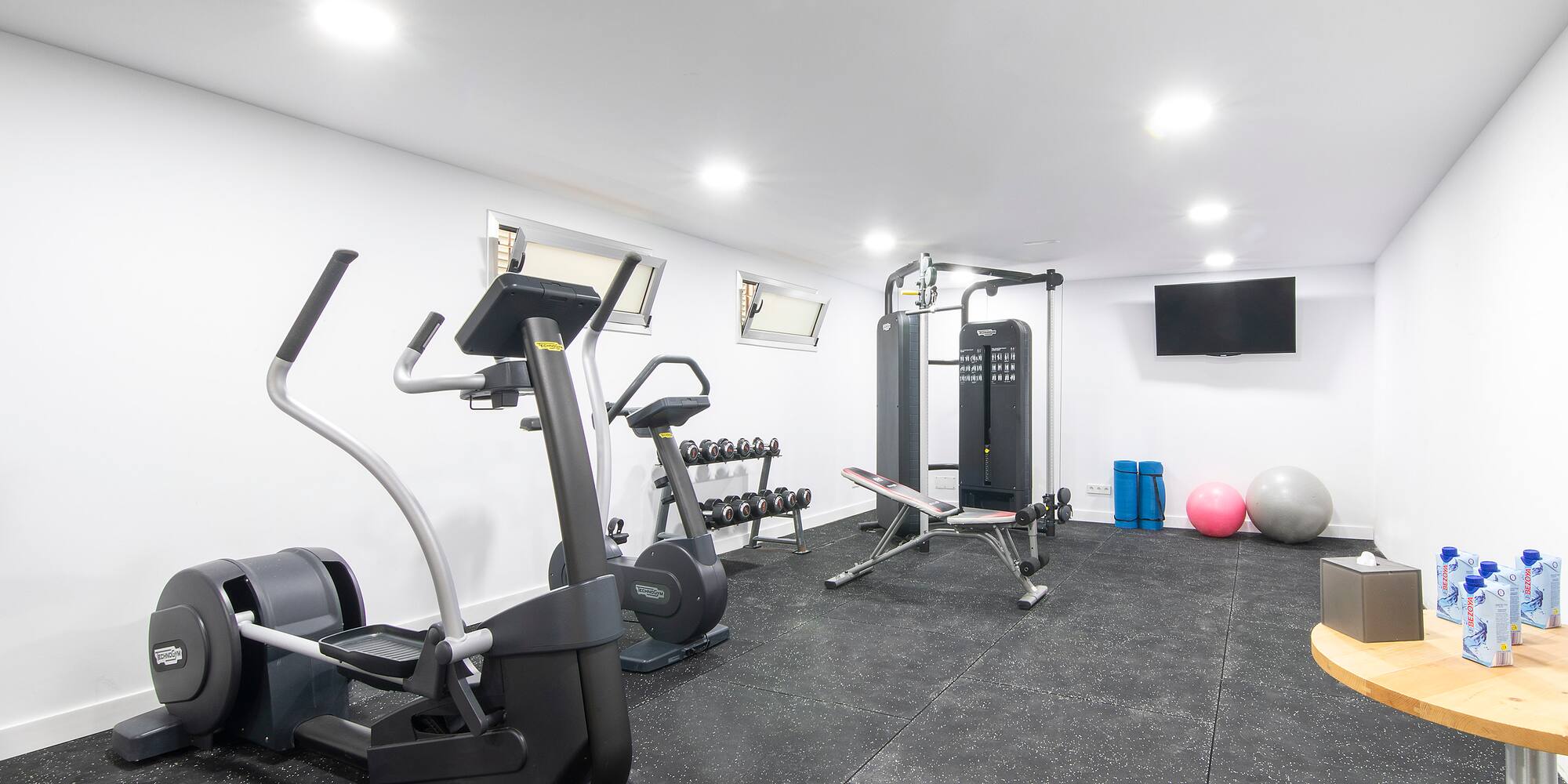 a room with exercise equipment