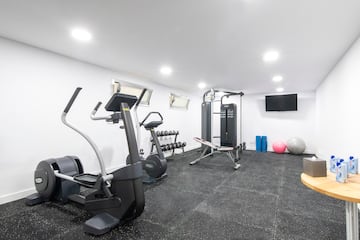 a room with exercise equipment