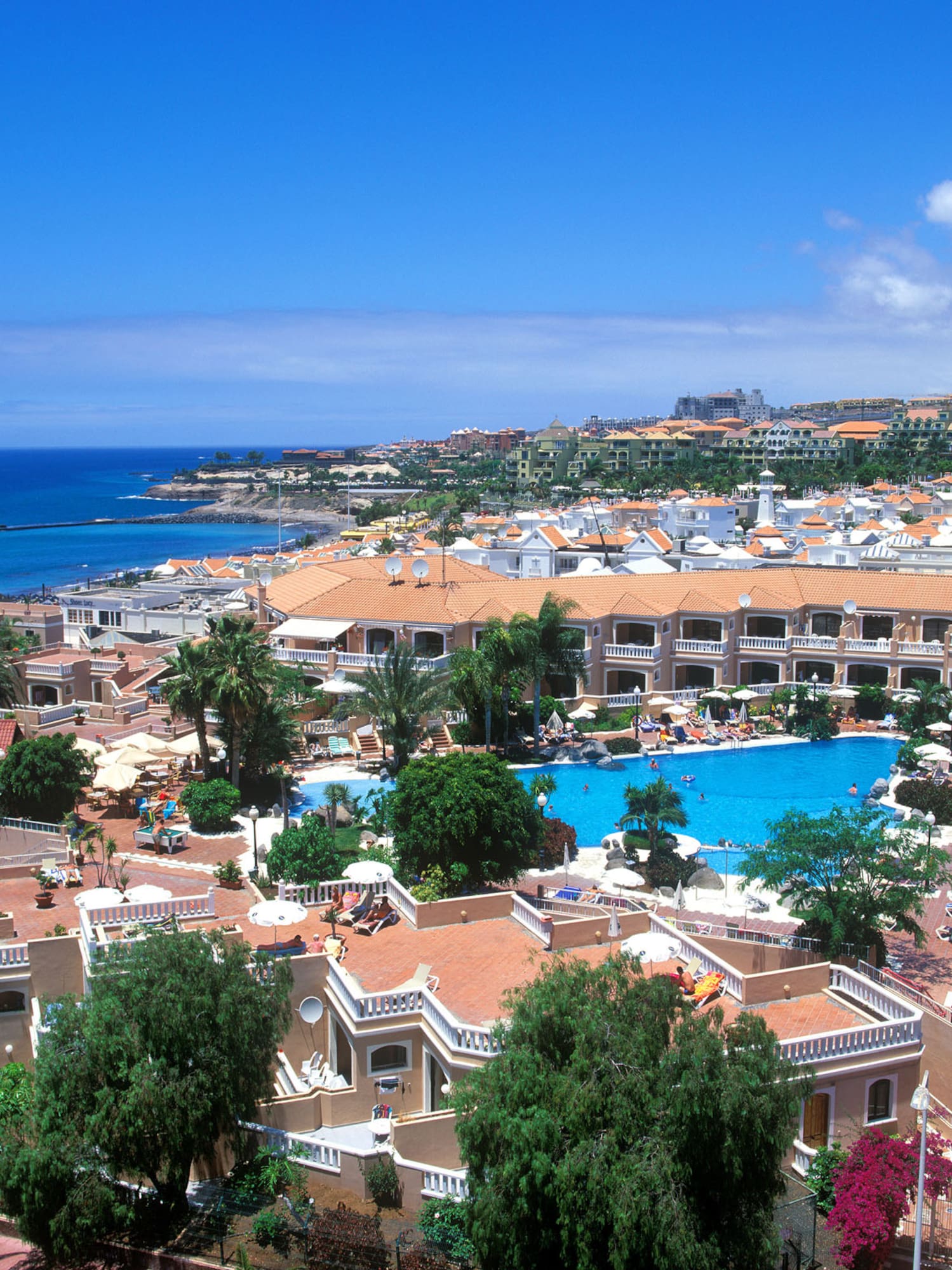 a swimming pool in a resort