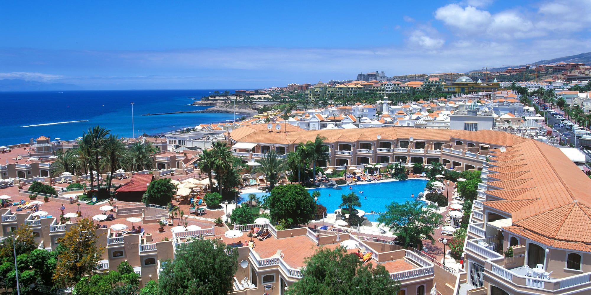a swimming pool in a resort