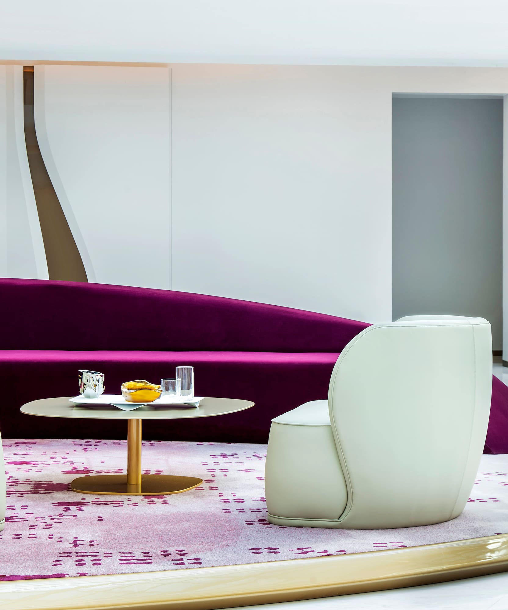 a room with a couch and a table