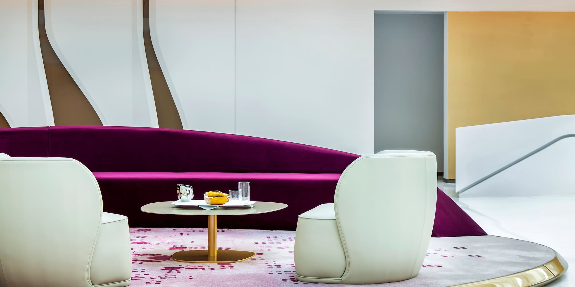 a room with a couch and a table