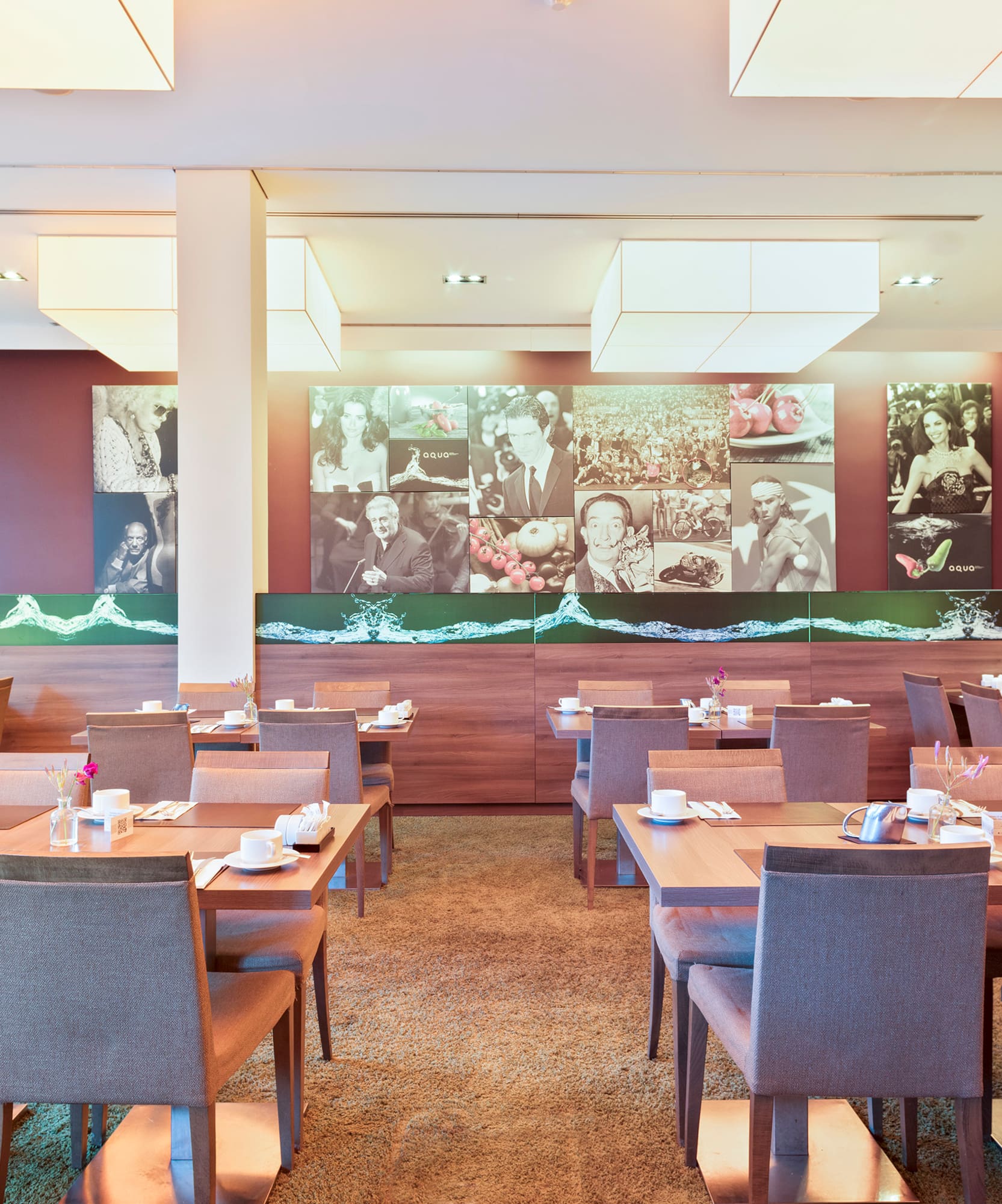 a restaurant with tables and chairs