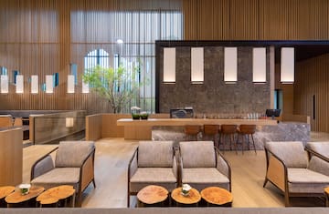 a room with chairs and tables