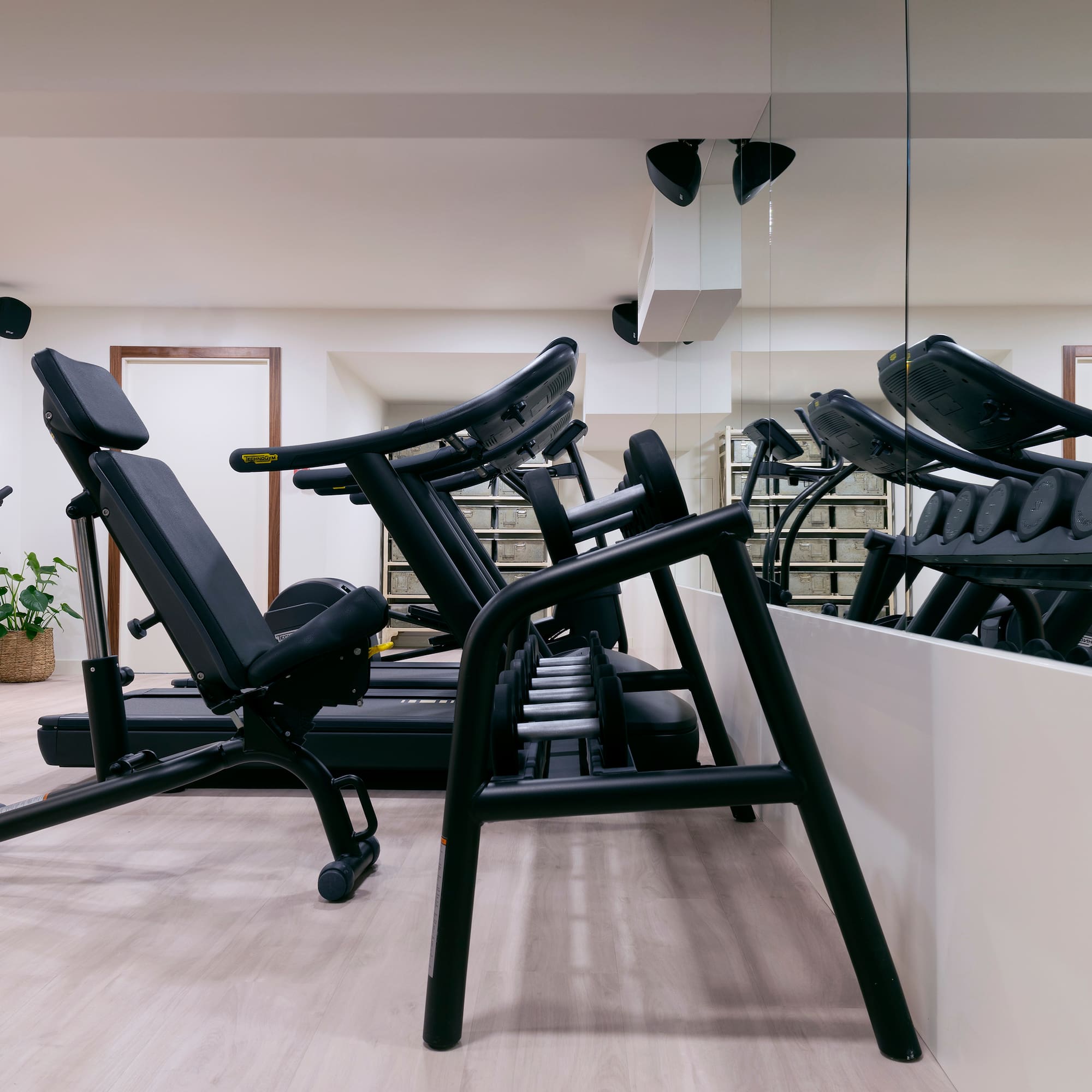 a room with exercise equipment