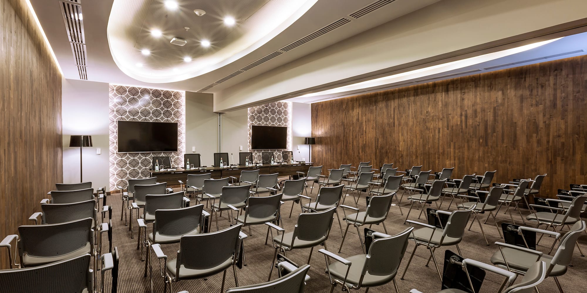 a room with many chairs