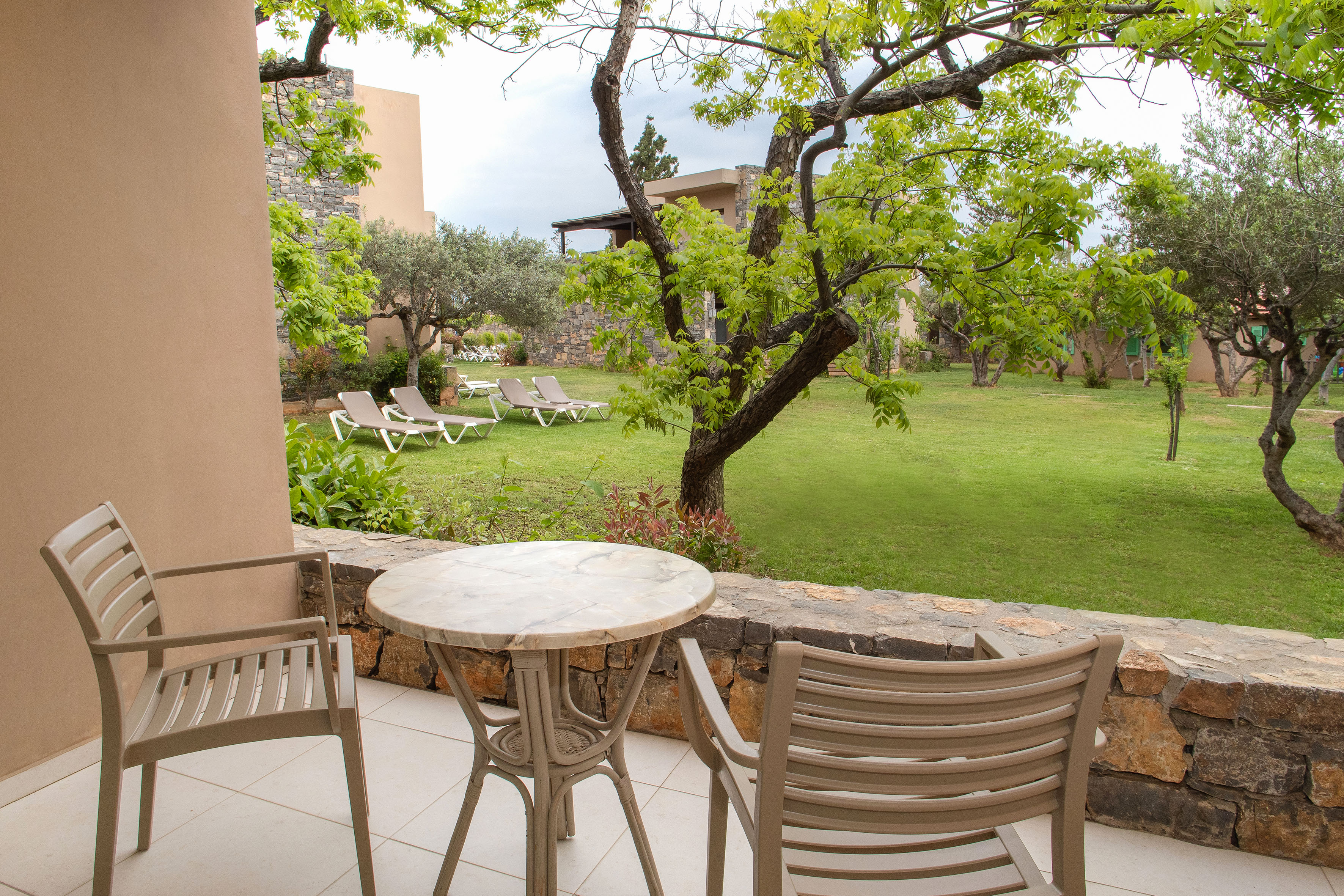 a table and chairs on a patio