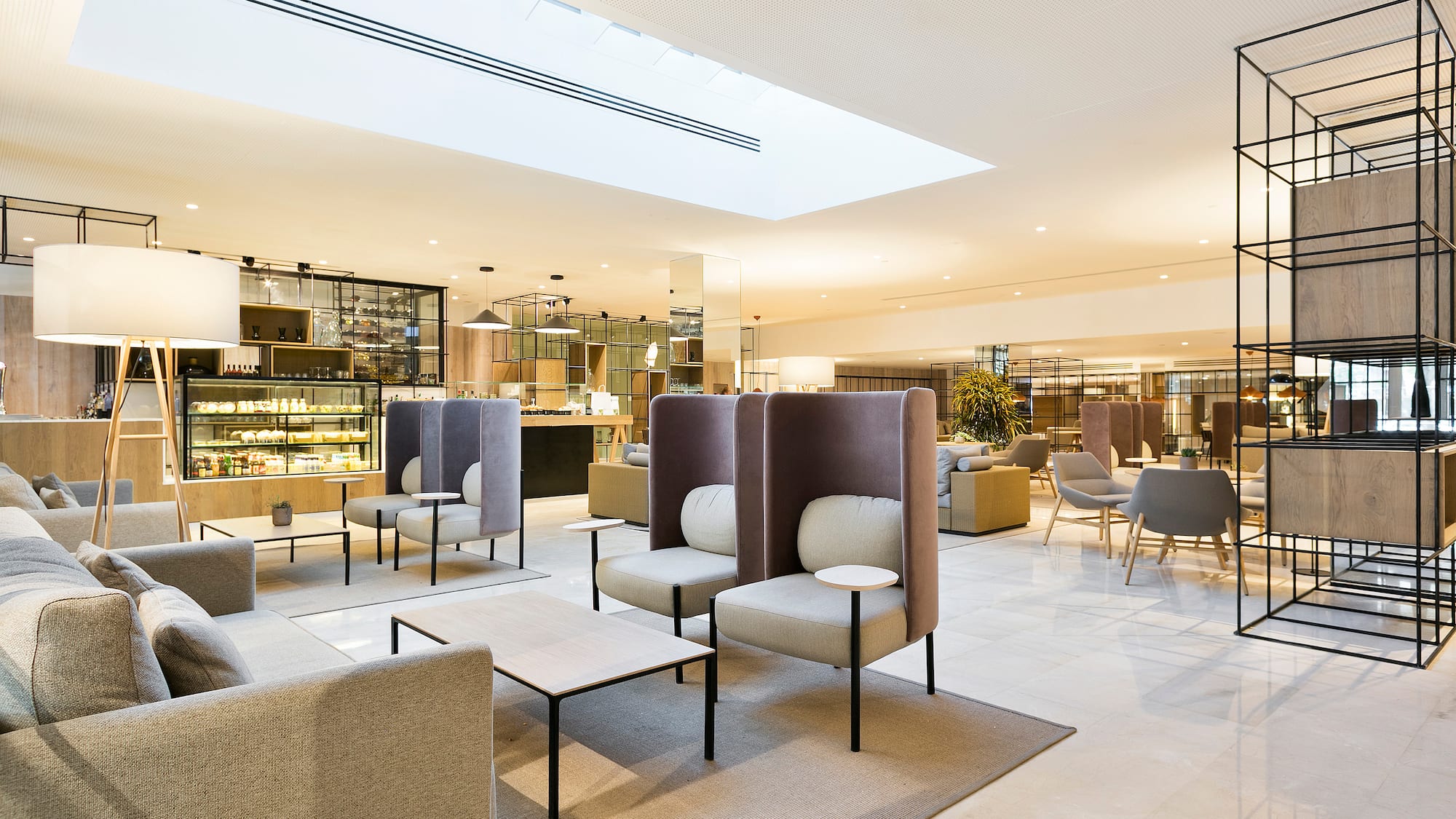 a room with chairs and tables