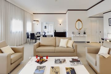 a living room with a couch and a table