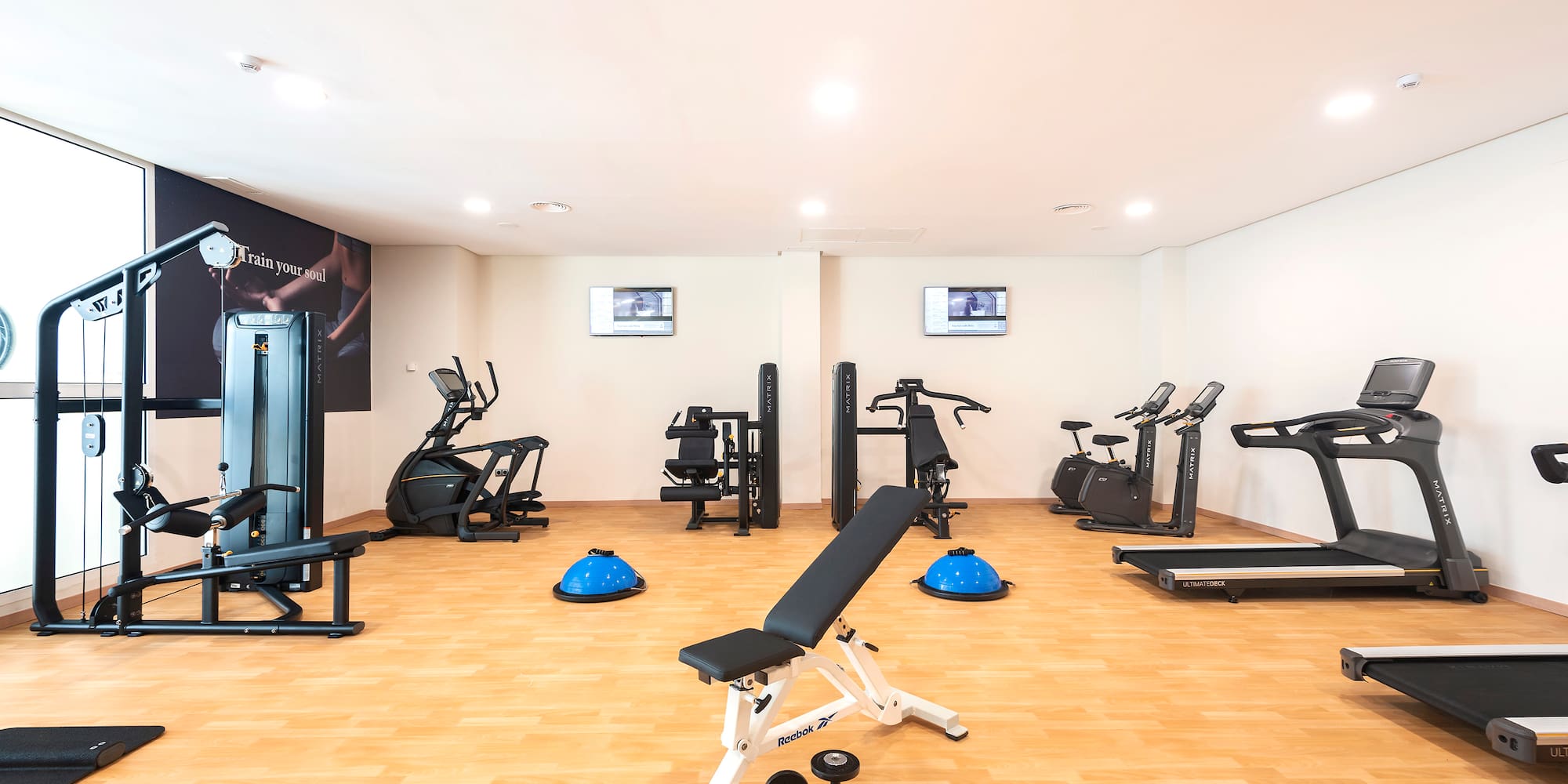 a room with exercise equipment