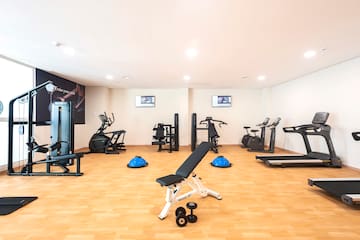 a room with exercise equipment