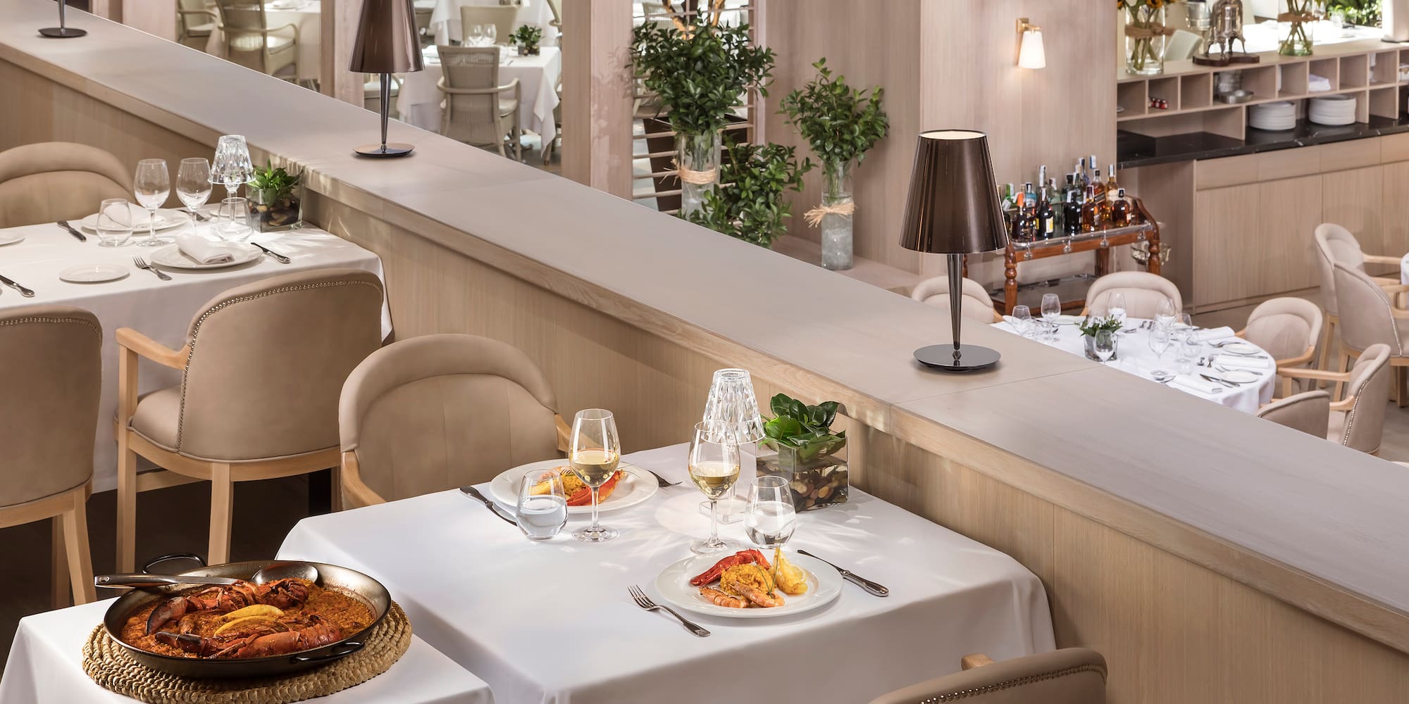 a restaurant with tables and chairs