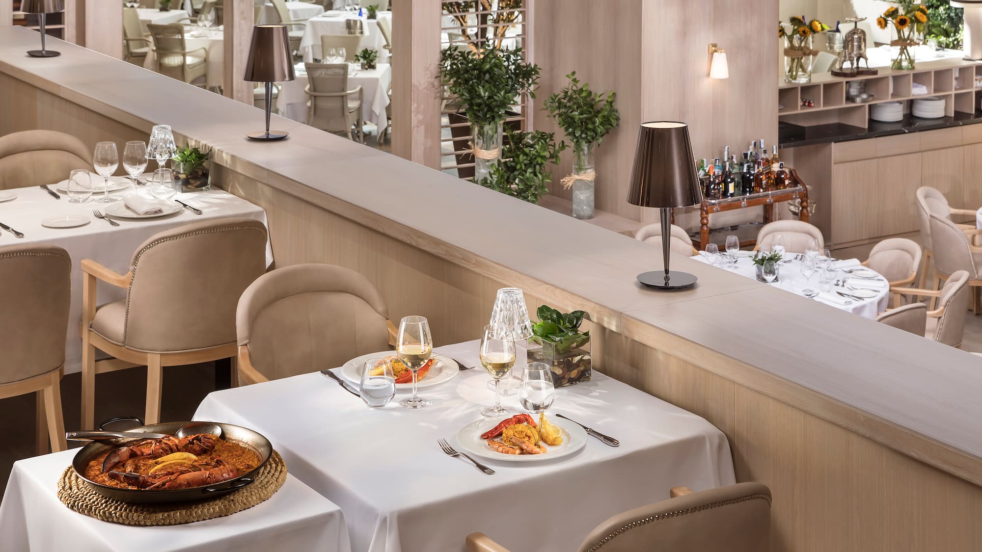 a restaurant with tables and chairs