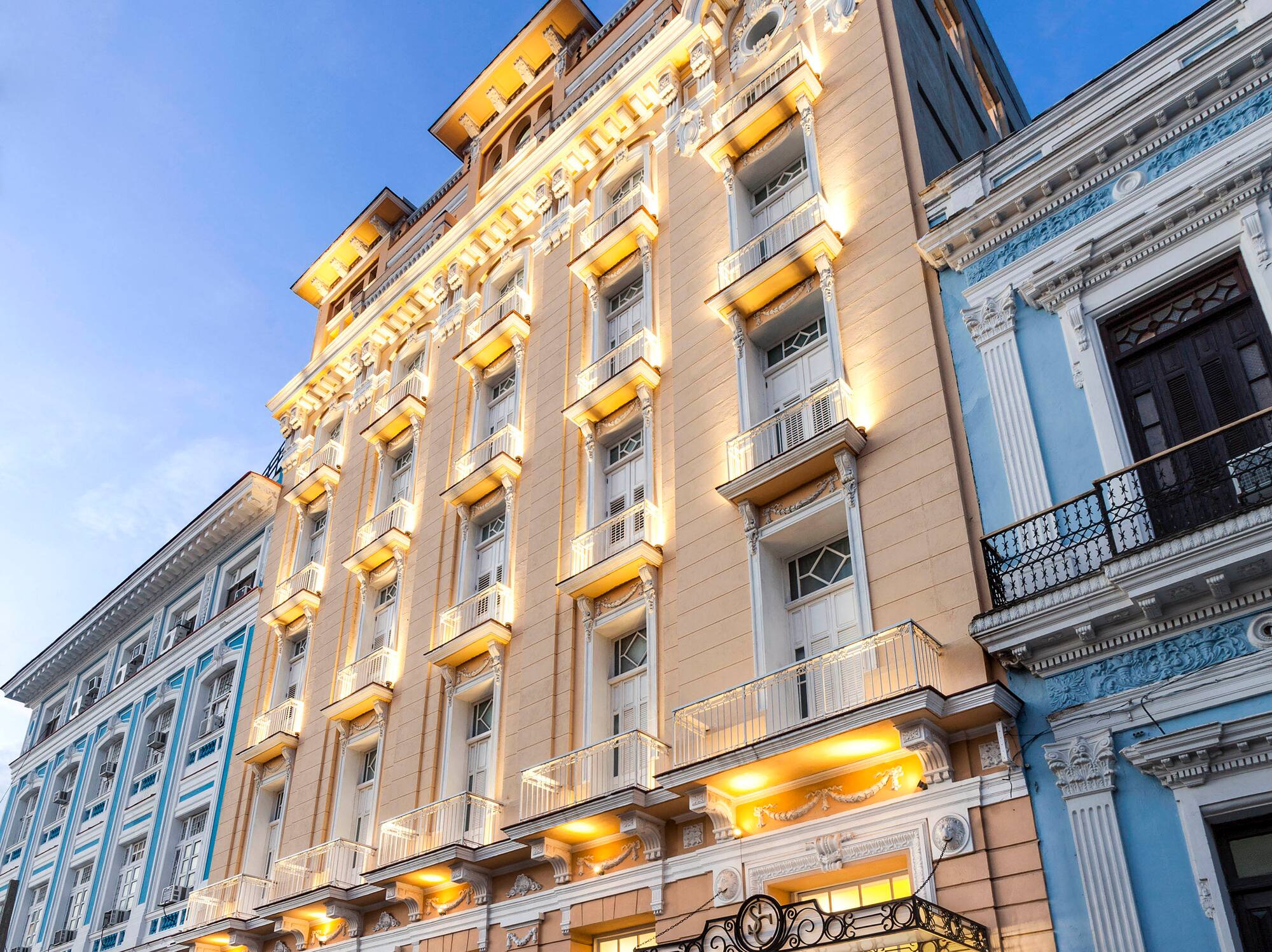 a building with lights on