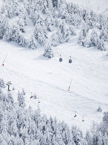 a ski lift on a snowy mountain