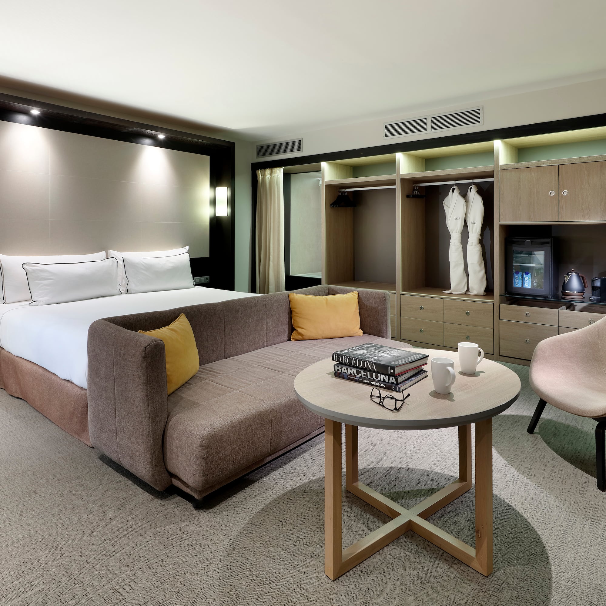 a room with a bed and a couch